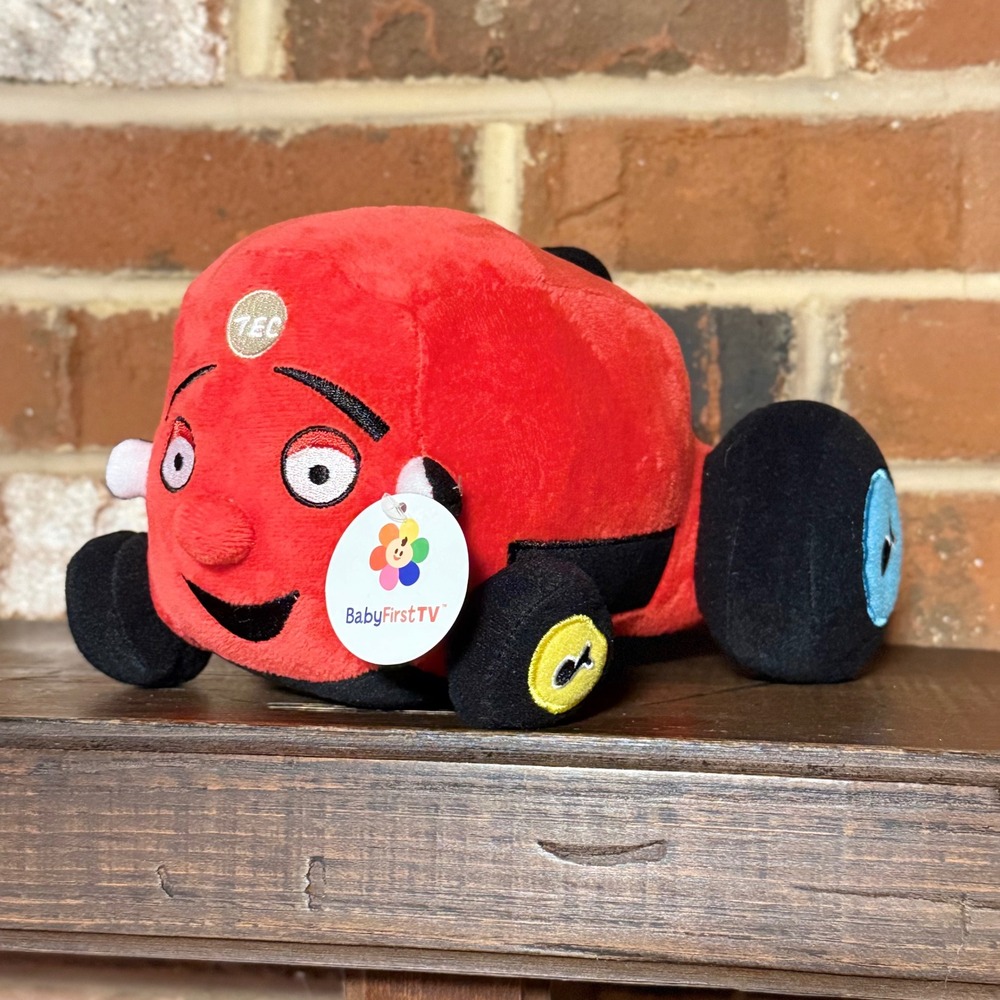 BabyFirst TV Tec the Tractor Plush Red Stuffed Animal Toy Working Sounds NEW